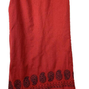 Harold's Skirt Women's Size 6 Wool Red Maxi Floral Aztec Lined Slit Pencil Zip